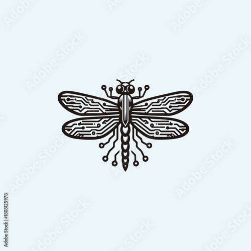 Dragonfly tech logo vector icon illustration style