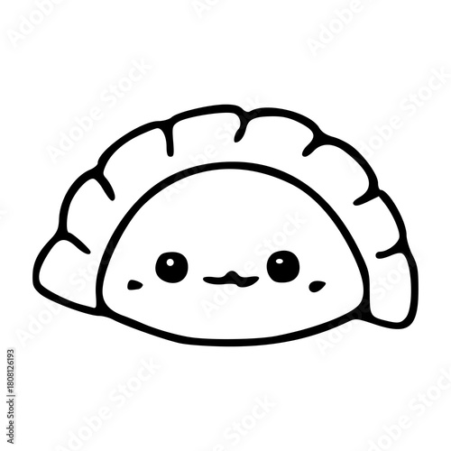 cute kawaii dumpling line art icon