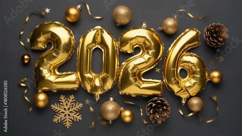 Happy New Year 2026 on green screen background. Happy New Year celebration concept.New Year