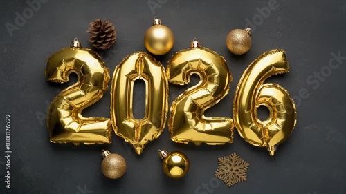 Happy New Year 2026 on green screen background. Happy New Year celebration concept.New Year