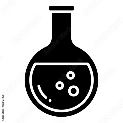 Round bottom flask, chemistry flask, laboratory flask glyph solid icon
