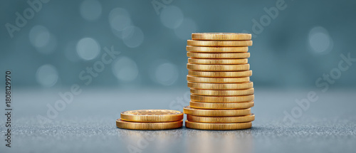 Elevated Savings Stacked Coins Representing Financial Growth