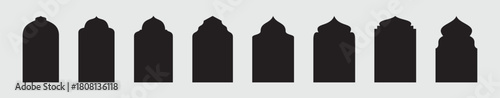 Shape Islamic door and window silhouette Arabic arch.  Frames in Arabic Muslim design for Ramadan Kareem. 