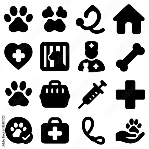 Veterinary Care Icons: A collection of meticulously crafted icons, each representing an essential facet of veterinary care.
