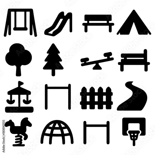 Playground Icons: A set of playground icons capturing play and adventure for children. 
