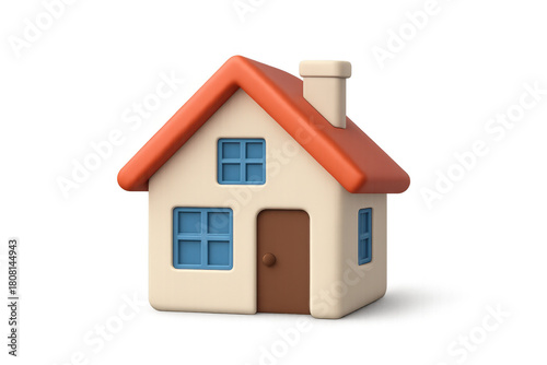 Fototapeta Naklejka Na Ścianę i Meble -  3d cartoon house icon presenting concepts of home, real estate, and property on transparent background
