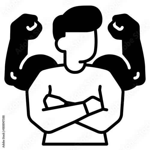 Self Confidence Man Black Fill Icon