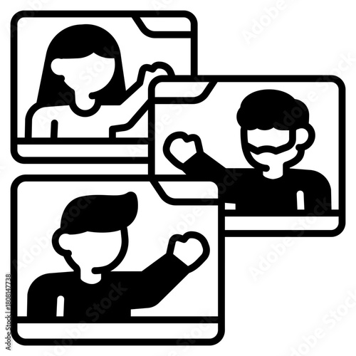 video conference Black Fill Icon