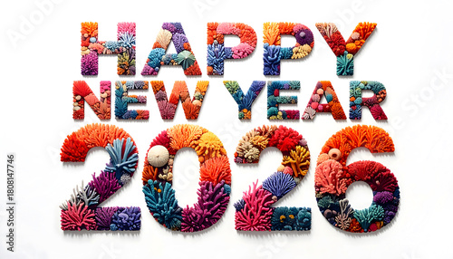 flower with the words Happy New Year 2026