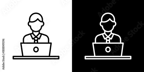 Office Worker  Icon Line Styles Vector Illustration 