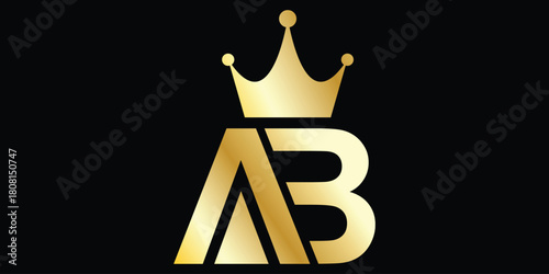 abstract creative golden AB crown letter logo.