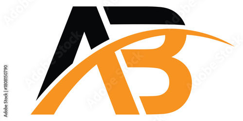 abstract creative golden AB letter logo.