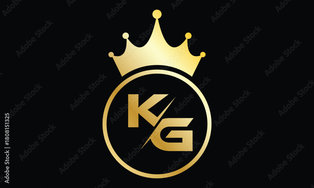 Fototapeta premium abstract creative golden gradient KG crown letter logo.