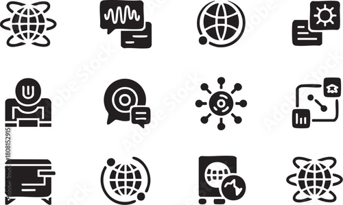 Global network icons for web and mobile design