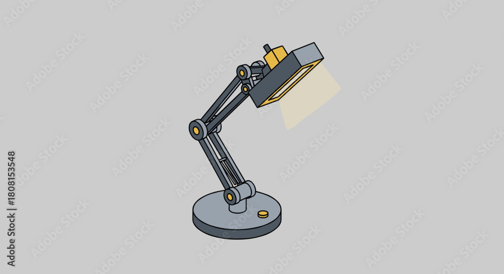 Fototapeta premium Modern adjustable desk lamp casting warm light, perfect for study, reading, or creative work, offering focused illumination and a touch of stylish design