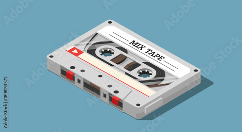 Vintage mix tape illustration with retro charm, perfect for music lovers and nostalgic designs, adding a touch of the 80s and 90s to any project