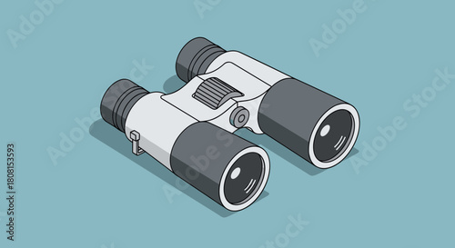Modern vector binoculars illustration for adventure, birdwatching, travel, and exploration projects focusing on clarity, precision, and detailed observation