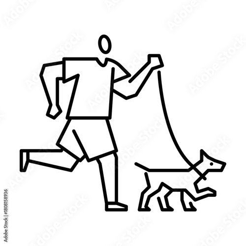a man jogging with his pet outline icon. Running illustration.