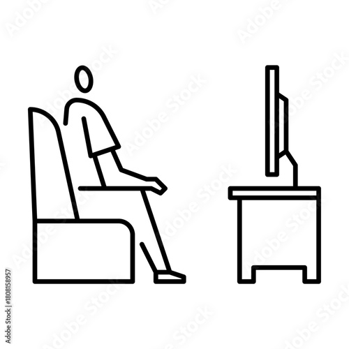 watch tv outline icon. watching tv illustration.