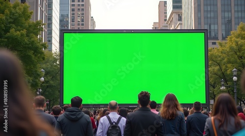 Commercial Display Mockup: Green Screen Billboard in the Town Square