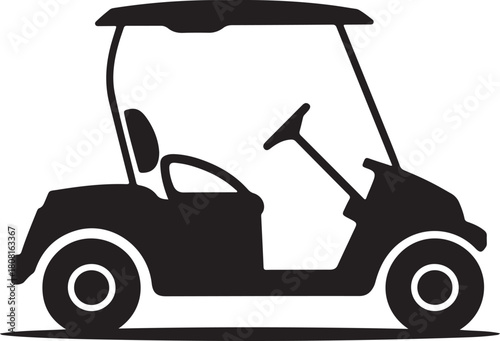 Golf Cart silhouette vector, Golf car icon, Black golf vehicle illustration