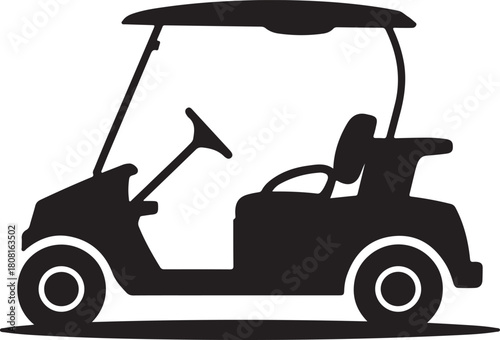 Golf Cart silhouette vector, Golf car icon, Black golf vehicle illustration