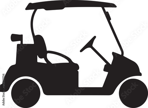 Golf Cart silhouette vector, Golf car icon, Black golf vehicle illustration
