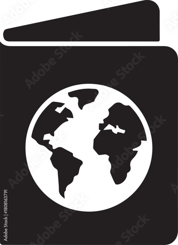 passport globe stencil icon silhouette vector illustration