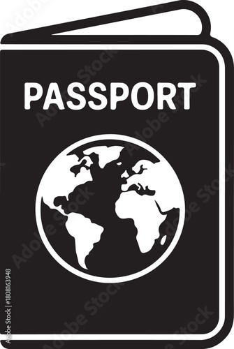 passport globe stencil icon silhouette vector illustration