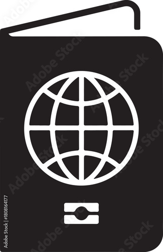 passport globe stencil icon silhouette vector illustration