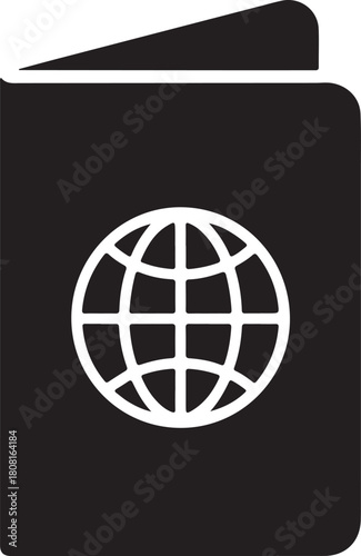 passport globe stencil icon silhouette vector illustration