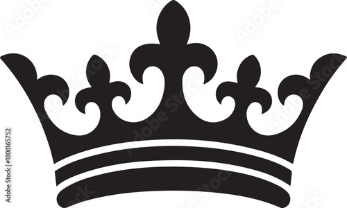 Crown black silhouette vector, Simple silhouette Design vector icon with white background