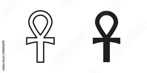 Ankh icon symbols. app and web UI solid and line icon, EPS10