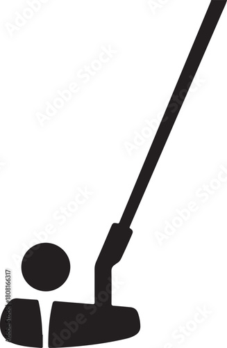 Golf Putter With Ball silhouette Icon