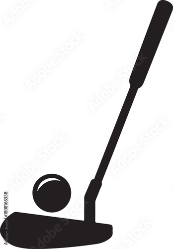 Golf Putter With Ball silhouette Icon