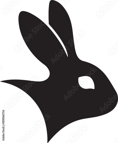 rabbit head peeking logo silhouette vector art illustratio