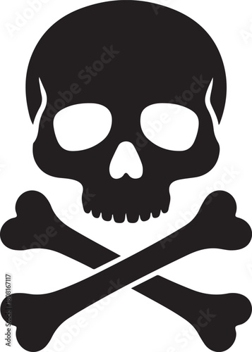line icon crossbones skull death isolated on white background