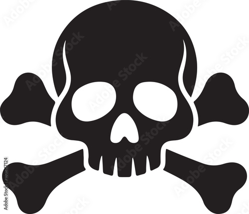 line icon crossbones skull death isolated on white background