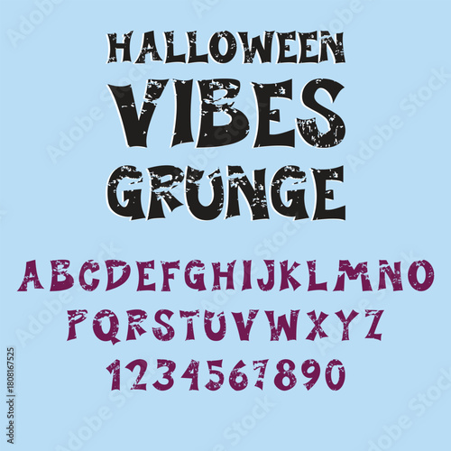 Halloween Vibes Grunge Font features spooky, distressed lettering with a bold grunge texture. Perfect for Halloween posters, horror designs, party invites, and eerie seasonal projects.