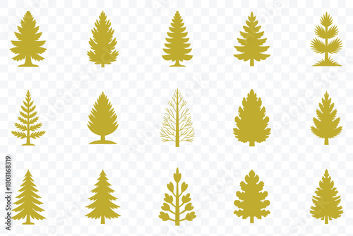Silhouette of Christmas fir trees vector icon. Pine trees set vector illustration.