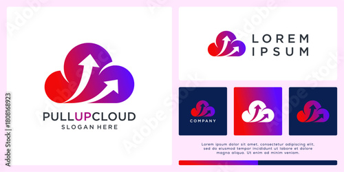 Pull up cloud logo design with arrow