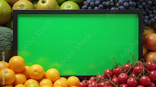 Commercial Display Mockup: Green Screen Board with Fruit Ornament