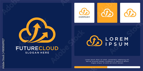 Future cloud logo design with up arrow