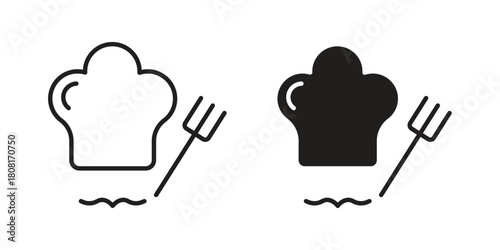 Chef hat icon symbols. app and web UI solid and line icon, EPS10