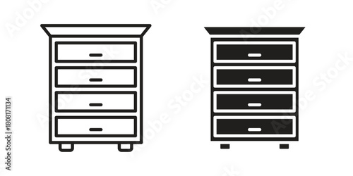 Chest of drawers icon symbols. app and web UI solid and line icon, EPS10
