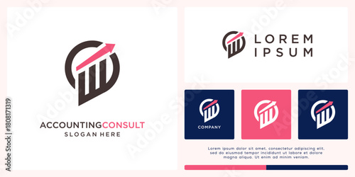 Accounting consult logo design with graph and arrow