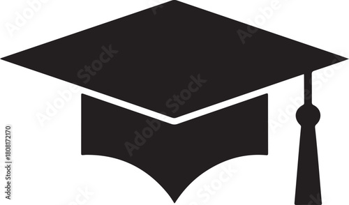 graduation cap logo silhouette icon vector illustration