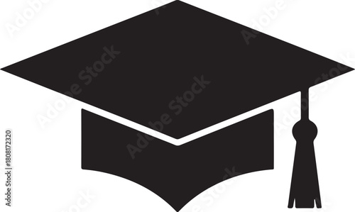 graduation cap logo silhouette icon vector illustration
