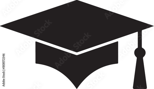 graduation cap logo silhouette icon vector illustration