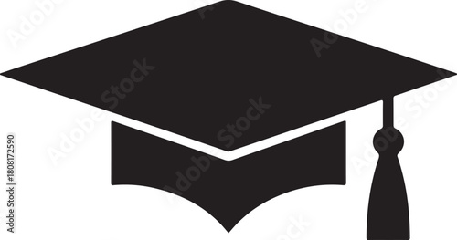 graduation cap logo silhouette icon vector illustration